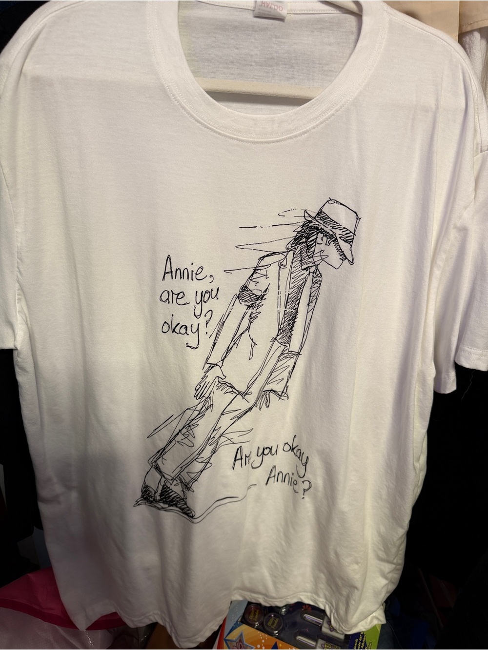 MICHAEL JACKSON White Graphic Tee with Sketched Musician Design